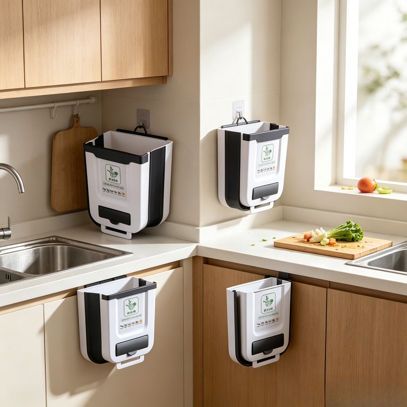 Commercial Kitchen Bin - Poubelle murale pliable et compacte de