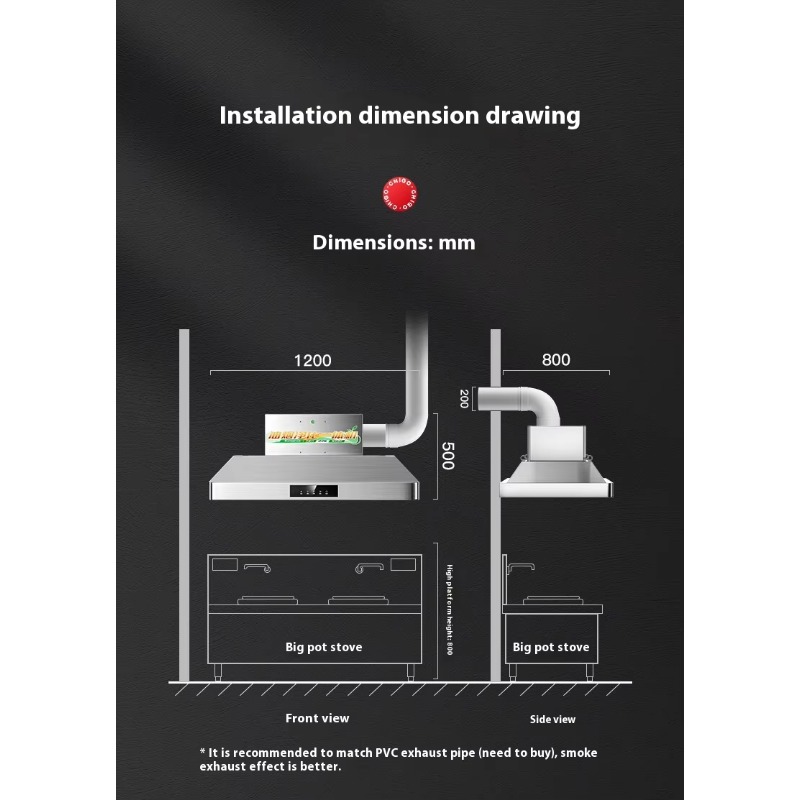 Range Commercial Kitchen - Hotte de cuisine commerciale en acier